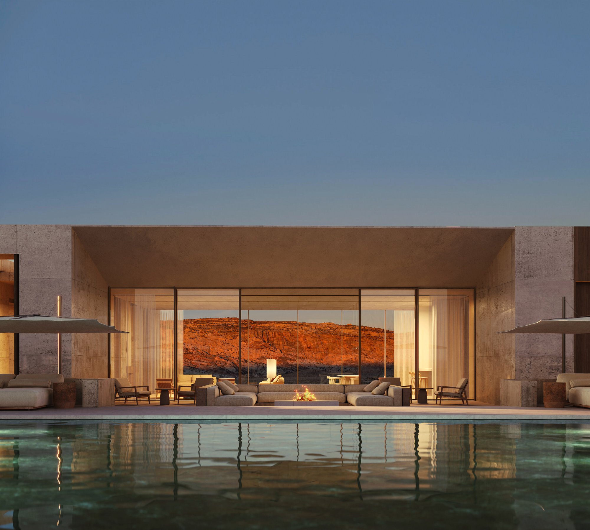 Amangiri, Utah, digital animation by Visualisation One, a Noë & Associates Studio